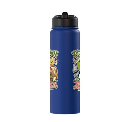Pickleball Snack Break Court Humor Funny Retro Saying Stainless Steel Insulated Water Bottle - color: Royal Blue