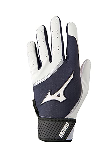 Mizuno MVP Adult Baseball Batting Gloves | Pair | Adult, Youth, and TBall | Nonslip Palm | FlexMesh Back | QuikAdjust Wrist Tab - color: White/Grey, size: Large, style: MVP Youth Baseball Batting Glove