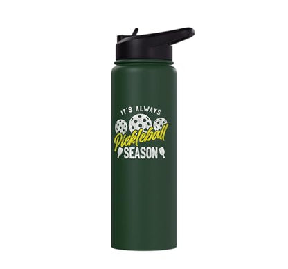 Funny Pickleball Pun Paddle I Might Have A Dinking Problem Stainless Steel Insulated Water Bottle - color: Dark Green