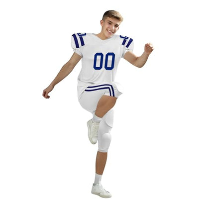 Youth Football Practice Jersey, Custom Blank Kids Practice Football Uniform Sportswear for Boys Training Games - color: Speed Blue White