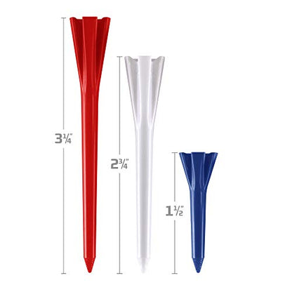 Izzo Plastic Golf Tees (100 Pack) - color: Red/White/Blue, style: 3.25 Inches