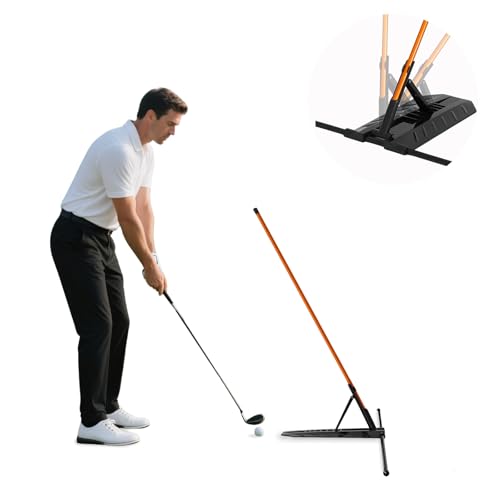 Golf Alignment Stick Holder, Golf Training Aid Teaching Equipment for Aiming, for Aiming, Putting, Full Swing Trainer, Posture Corrector, Golf Swing Trainer with Metal Sticks - color: Orange
