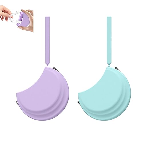 2 Pack Silicone Retainer Case with Vent Holes Lanyard Aligner Case Cute Portable Container Holder Night Guard Case for Travel Girl Women Men Kids (Purple+Blue) - color: Purple+Blue