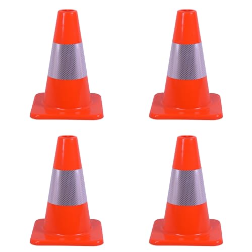 4 Pack 12" Orange Traffic Cones – Durable PVC Safety Cones with High Visibility for Parking, Construction, Sports & Training – Weather-Resistant (12 inch -4Pack) - size: 12 inch -4Pack