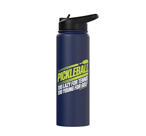 Pickleball Player Too Lazy For Tennis Too Young For Golf Stainless Steel Insulated Water Bottle - color: Navy Blue