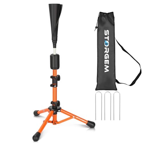 Storgem Baseball and Softball Tee,Batting Tee for Kids,Baseball Tees for Hitting,T Ball Training Stand,Easy Height Adjustment - color: Orange, style: Tee Pro