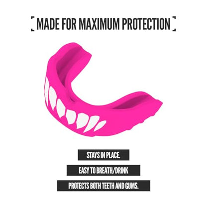 2 Pack Nxtrnd Rush Dual Layer Mouthguard, Custom Fit Sports Mouthpiece for Football, Boxing, MMA, Basketball, Hockey, Lacrosse, Youth & Adult (Pink) - color: Pink