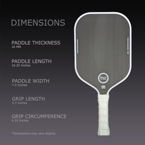 16 MM Titan Pro Control Pickleball Paddle | USAPA Approved | T700 Textured Carbon Fiber Friction Surface | Polypropylene Honeycomb Core | Rally Titan Pickleball Paddles | Single Paddle with Cover