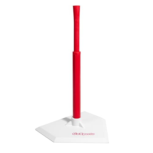 GoSports Baseball & Softball Batting Tees - Choose Jr. or Standard - Adjustable Rubber Hitting Tee - color: Standard Red