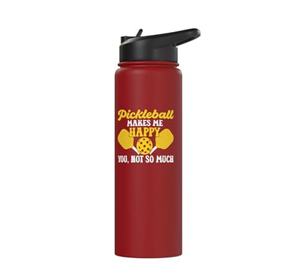 Funny Pickleball Paddle Easily Distracted By Pickleball Stainless Steel Insulated Water Bottle - color: Red