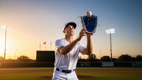 PHINIX Full Grain Leather Baseball Glove Sizes 11Inch -12 Inch - color: Blue&Red, size: 12"