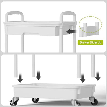 Sorgion 4 Tier Rolling Cart Organizer,Art Craft Diaper Bedside Snack Laundry Room Bathroom Organizer Narrow Thin Slim Rolling Trolley Utility Cart with Wheels for Kitchen,Office(White) - size: 4Tier-White