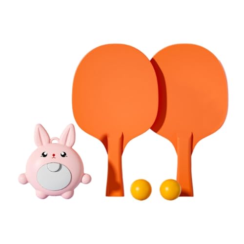 Vaveren 2 Pieces Table Tennis Trainer Set Ping Pong Racket Balls Portable Hanging Training Device PP Material for Hand Eye Coordination Workout Suitable for - color: Pink