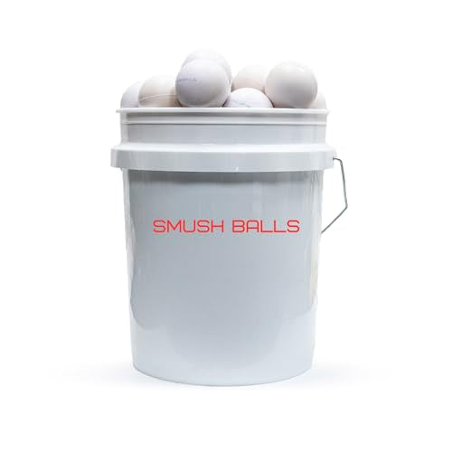 Smushballs Bucket with Smushballs - The Ultimate Anywhere Batting Practice Baseball w/Lid (Red, Bucket w/ 12 Red)
