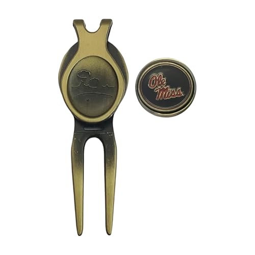 Divot Repair Tool Removable Magnetic Ball Marker-Best Divot Fixer - style: OLE MISS REBELS