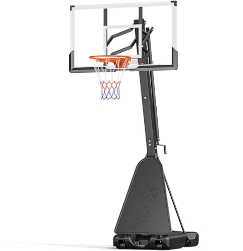 TONBUX Basketball Hoop Outdoor 44/48/54 Inch PC Backboard, 10FT Adjustable Basketball Goal, Portable Basketball Hoop for Kids/Teens/Adults in Backyard, Driveway and Indoor