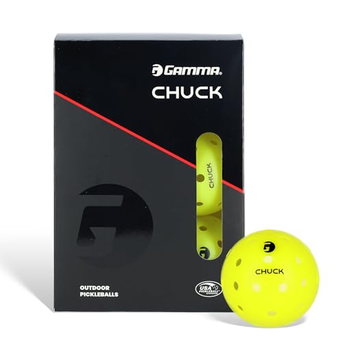 GAMMA Chuck Outdoor Pickleballs, Symmetrical 38-Hole Design, USAPA Approved for Tournament Play, Durable, All-Weather Endurance, Consistent Flight, Enhanced Speed, Competitive & Practice - style: 6 Pack