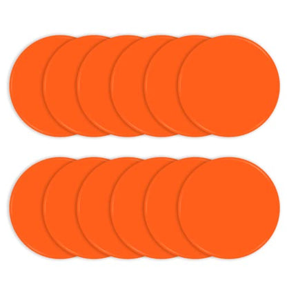 Poly Spots 4" or 9" Flat Cones Spot Markers for Gym/PE Training, Dance, 12/18/24 Pcs Non-Slip Rubber Floor Dots Flat Disc Markers for Soccer Basketball Sports Agility Drills, Classroom Activities - style: Orange 12 Pcs 9inch
