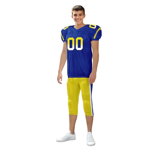 Youth Football Practice Jersey, Custom Blank Kids Practice Football Uniform Sportswear for Boys Training Games - color: College Navy Action Green White