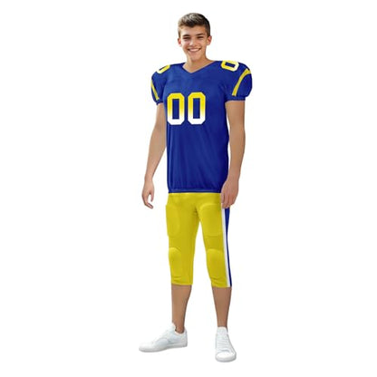 Youth Football Practice Jersey, Custom Blank Kids Practice Football Uniform Sportswear for Boys Training Games - color: College Navy Action Green White