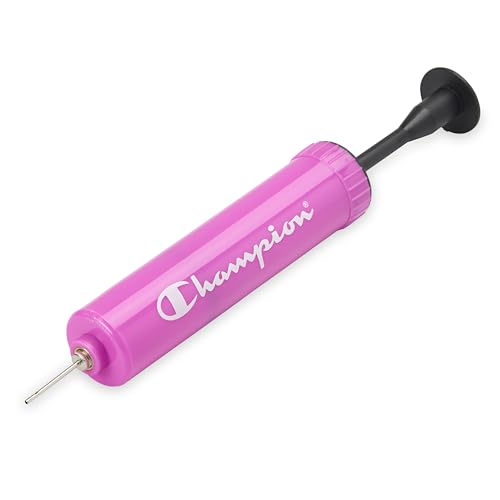 Champion Replacement Ball Pump with Metal Inflation Replacement Needles for Sports Balls with Compact Case, Compatible with Most Pumps for Basketball, Soccer, Football, Volleyball & Yoga Balls - color: Pink/Black, style: Classic