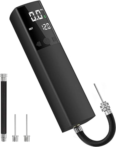 Pumteck Electric Ball Pump, Smart Air Pump Portable Fast Ball Inflation with Precise Pressure Gauge and Digital LCD Display for Football Basketball Volleyball Football - color: Black