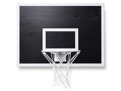 CALIKIWIPROS Mini Basketball Hoop Set Pro League Decorative Solid Wood Wall Mount, Includes 9’ Hoop & 5 mini Basketballs, Classic Look with Colors Matching Some pro Teams. - style: Black White