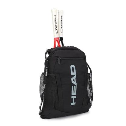 HEAD Men's Drawstring Backpack with Shoe & Phone Pocket,Structured Sports Gym Sack with Bottle Holders for Basketball, Workout, Tennis, Swimming, Travel,Training - color: Black