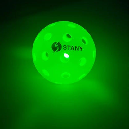 STANY Night Play Pickleball Balls (Updated 2026 Model)– LED Pickleball, Glow in the Dark, Lighted, USAPA Size, 40-Hole, Indoor/Outdoor, Beginner/Competitive, Gift, Green, 6 Pack, 3 Extra Batteries