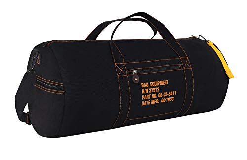 Rothco Canvas Equipment Duffle Bag – Travel & Gym Bag with Heavyweight Cotton Canvas Material – Great for Storing Gear, Clothing, and More - color: Black, size: 24 Inches