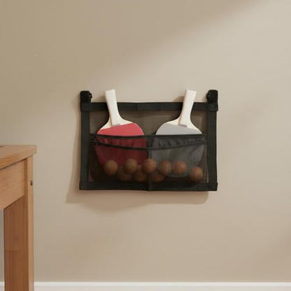Gralara Table Tennis Paddle Holder Adjustable Straps Hanging Mesh Storage Bag Tear-Resistant Racket Organizer for Game Room