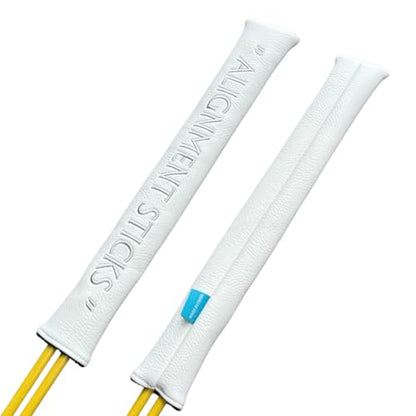 Alignment Stick Headcover Golf Alignment Stick Cover Headcover Holder 13in Hold at Least 2 Sticks - White Soft Synthetic Leather Well Made