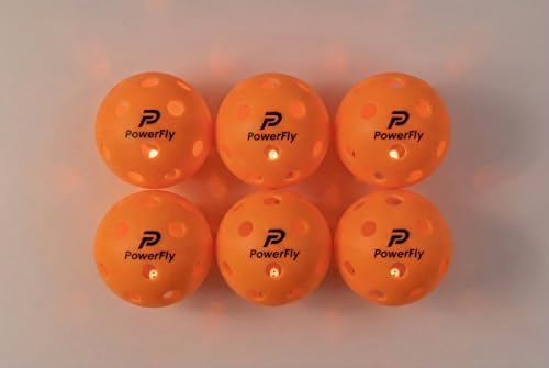 PowerFly Outdoor LED Pickleball Balls, High Visibility, 6 Pack - color: Orange