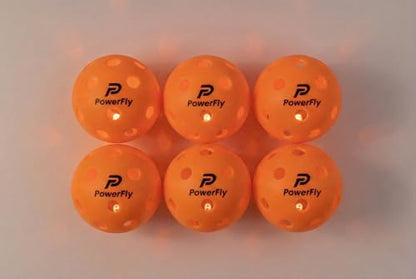 PowerFly Outdoor LED Pickleball Balls, High Visibility, 6 Pack - color: Orange