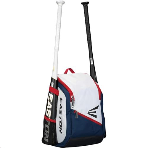 Easton | GAME READY Youth Backpack Equipment Bag | T-Ball / Rec / Travel | Baseball & Softball | Multiple Colors - color: Red White & Blue
