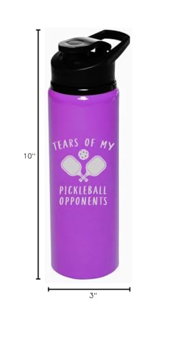 25 oz Water Bottle Sports Travel Mug Gift Tears Of My Pickleball Opponents Funny (Purple) - color: Purple