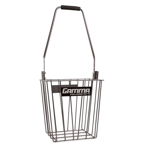 Gamma Ball Hopper Pro 90 - Heavy Duty Tennis Ball Basket with Adjustable Padded Handle - Holds 90 Tennis Balls - Easy Pickup and Carry for Tennis Practice and Coaching