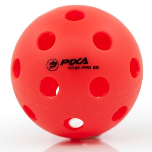PIXA Titan Pro 26 Indoor Pickleball - USAPA Approved, Durable Indoor Pickleballs, Consistent Bounce, Smooth Flight, Ideal for Competitive Play- Packs of 3, 6, 12, 50 - color: Sunset Red, size: 6 Pack