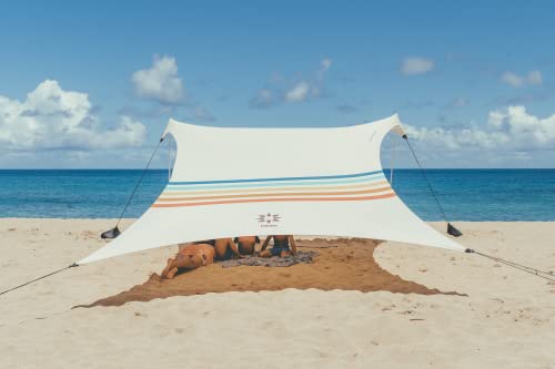 Neso Grande Portable Beach Tent Sun Shelter - Lightweight Beach Shade Canopy - Easy Setup for Family Outings - Patented Reinforced Corners - UPF 50+ Sun Protection - 7ft Tall, 9 x 9ft - color: Rainbow