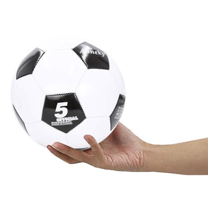 Aoneky Adult Size 5 Traditional Soccer Ball - Ships Deflated, Pump Included - color: White/Black, style: 1-Pack Deflated Ball with Pump