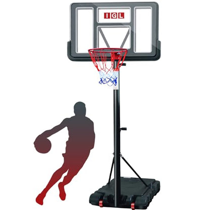 IGL Portable Basketball Hoop, 5.6-10FT Adjustable Basketball Goal System, 40/44 Inch Outdoor Basketball Hoop & Goals for Kids, Youth, and Adults in The Backyard, Driveway with PC Backboard - color: Black