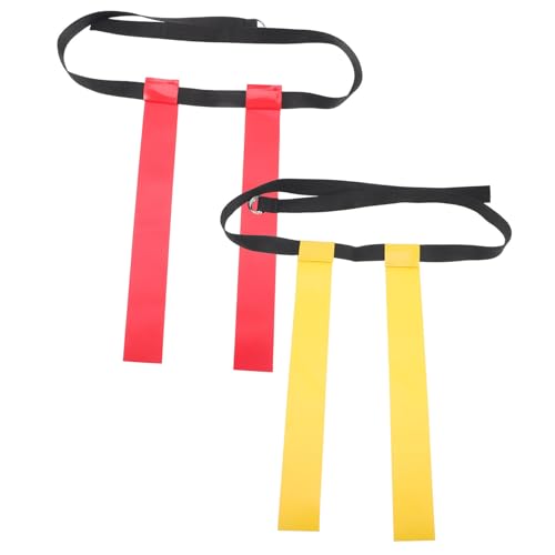 NOLITOY Flag Football Belt Set with Adjustable Football Game Belts and Reusable Red Neon Waist Flags for Youth Training