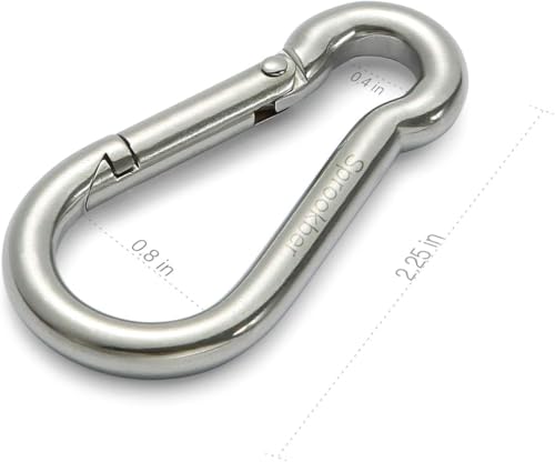 sprookber Stainless Steel Spring Snap Hook Carabiner - 304 Stainless Steel Clips, Set of 6