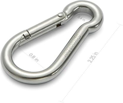sprookber Stainless Steel Spring Snap Hook Carabiner - 304 Stainless Steel Clips, Set of 6