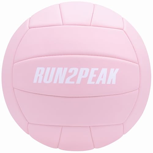RUN2PEAK Soft Touch Volleyball Ball Gifts for Teen Girls Kids Youth Team Beginners Durable Volleyballs for Outdoor Indoor Beach Pool Water Play Official Size 5 Training Practice Volley Ball - color: Light Pink