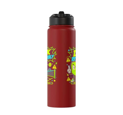 Dink Responsibly Pickleball Kitchen Court Stainless Steel Insulated Water Bottle - color: Red