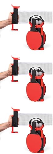 EastPoint Sports Everywhere Table Tennis Net & Paddle Set - Play Ping Pong Anywhere! Retractable Net Fits Most Tables Up to 60" Wide - 2 Table Tennis Paddles and 3 Ping Pong Balls, Red/Black - size: Pack of 3