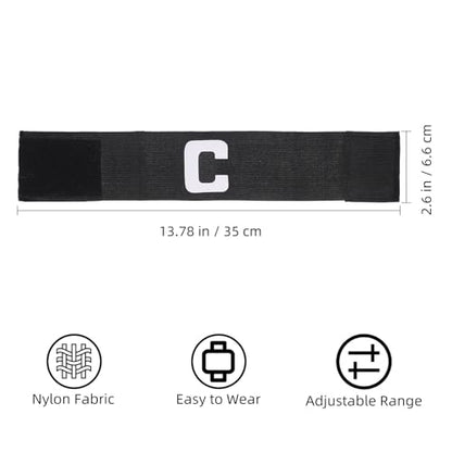 Housoutil Football Captain Armbands, Soccer Adjustable Captain Armband with Anti-Slip Design, C Band Breathable Nylon Soccer Accessories for Youth, Kids & Adult Players (Black)