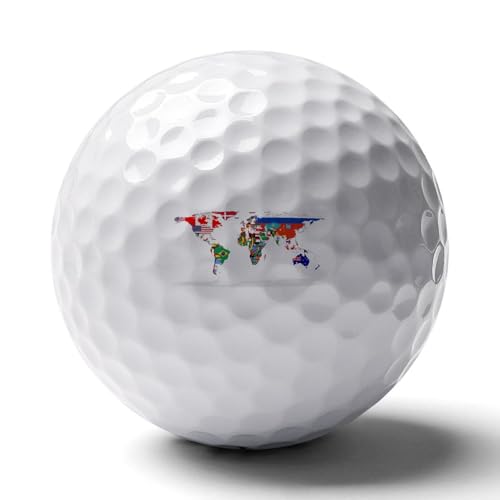Flag Map of The World Print Golf Balls for Men Women Practice Training Golf Balls for Indoor Outdoor Use
