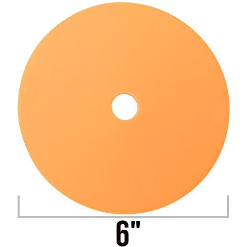 Crown Sporting Goods 6" Non-Skid Floor Spot Markers: Set of 50 Agility Training Flat Field Cones in Fluorescent Yellow & Orange with Metal Carrying Stand